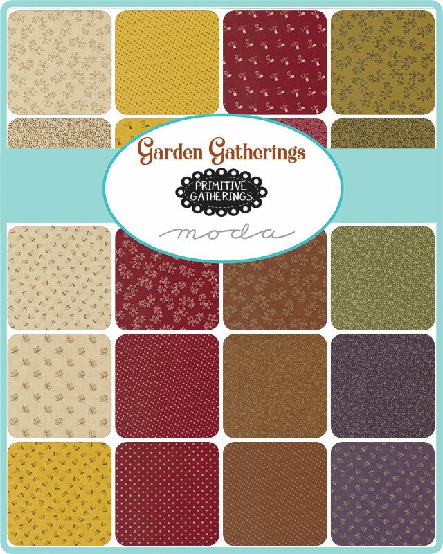【Moda モダ】Garden Gatherings-49171-30(2E-07) 小花柄 植物柄 パープル系 ベージュ系 シーチング【10cm単位販売】