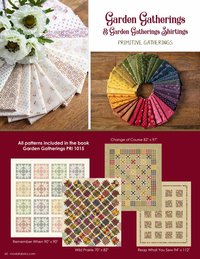 【Moda モダ】Garden Gatherings-49171-30(2E-07) 小花柄 植物柄 パープル系 ベージュ系 シーチング【10cm単位販売】