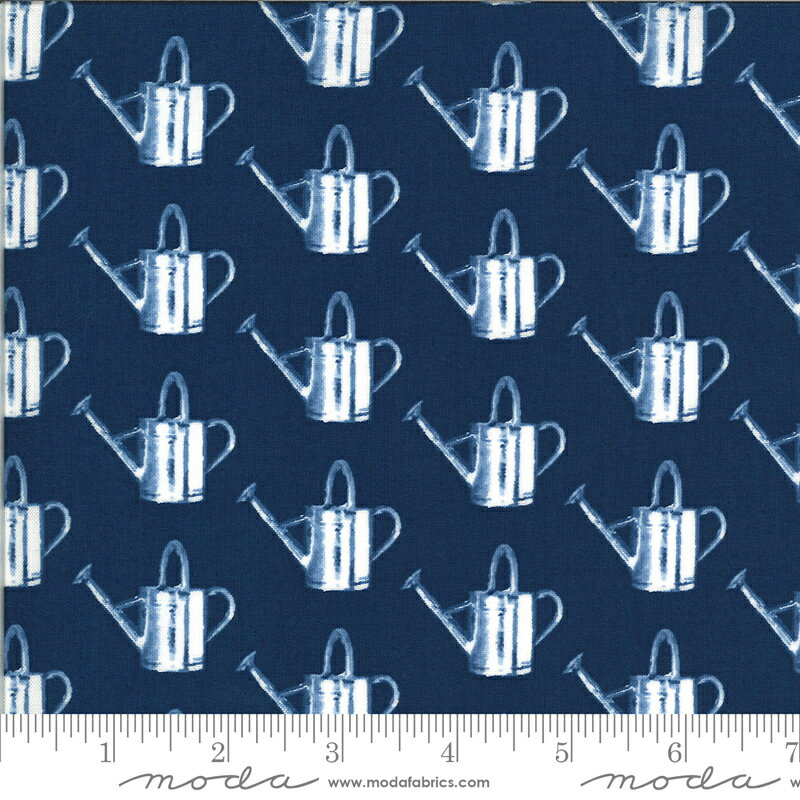 【Moda モダ】Homestead-24091-18(2E-04) ブルー系 ネイビー じょうろ モチーフ柄 アイテム柄 コットン..