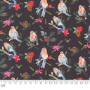 【Moda モダ】Love And Cheer-21835-18(3A-03)花柄 鳥 松ぼっくり クリスマス ブラック系 レッド グリーン ボタニカル柄 フローラル パッチワーク シーチング 110cm幅【10cm単位販売】