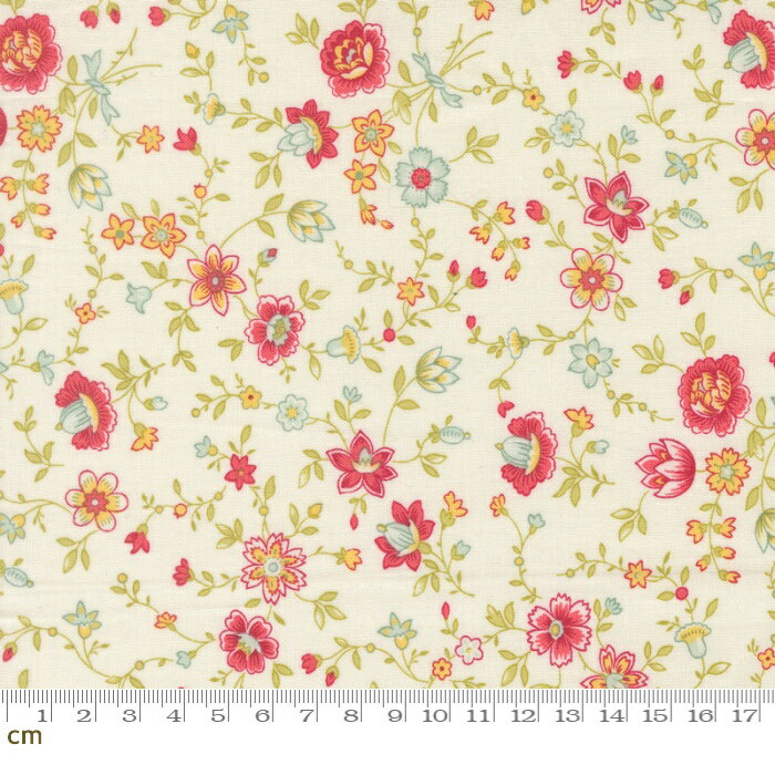 【Moda-k モダ】Lyda Rose-3073-11(3A-04) 花柄 ホワイト系 エレガント かわいい シーチング 110cm幅 パッチワーク ハンドメイド【10cm単位販売】