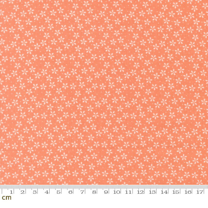 Rakuten - 【Moda-k モダ】Pastel Prairie-31783-33(3A-07) 花柄 小花柄 ドット柄 コーラルオレンジ系 サーモンピンク パステルカラー かわいい シーチング 110cm幅 パッチワーク ハンドメイド【10cm単位販売】