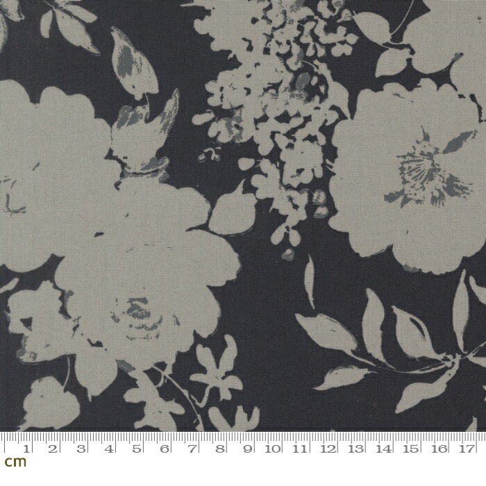 其它 - 【Moda-k モダ】Arabesque-33830-17(3A-07) 花柄 シルエット柄 モダン クラシック グレー系 ブラック系 かわいい シーチング 110cm幅 パッチワーク ハンドメイド【10cm単位販売】