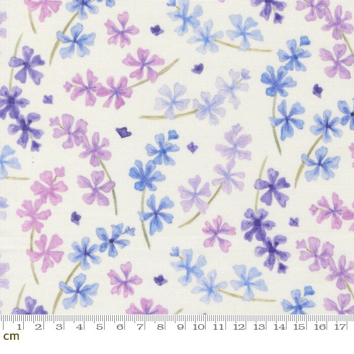 樂天商城 - 【Moda モダ】Delphinium-24651-11(3A-10) 花柄 デルフィニウム 水彩 パープル ブルー ホワイト系 かわいい シーチング 110cm幅 パッチワーク ハンドメイド【10cm単位販売】