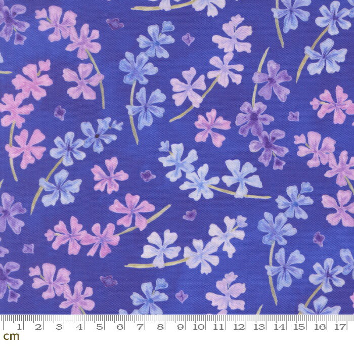 Rakuten - 【Moda モダ】Delphinium-24651-15(3A-10) 花柄 デルフィニウム 水彩 パープル ブルー系 かわいい シーチング 110cm幅 パッチワーク ハンドメイド【10cm単位販売】