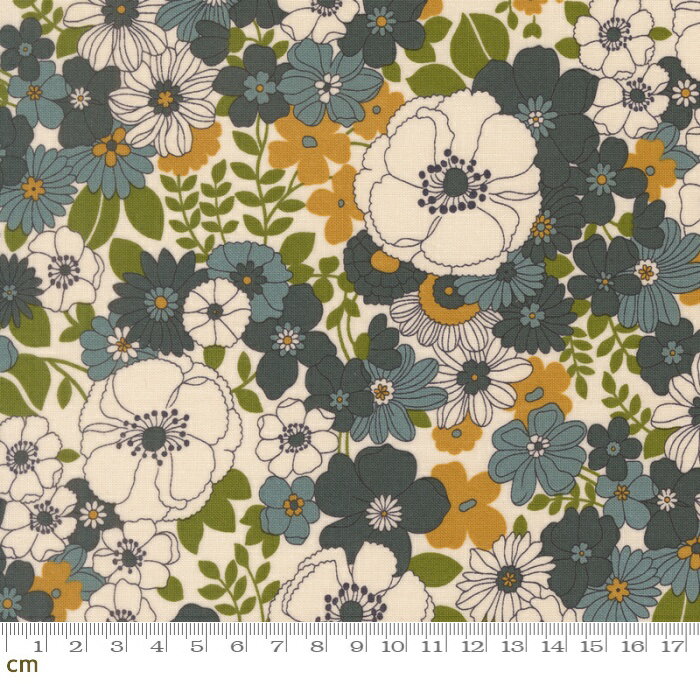 樂天商城 - 【Moda-k モダ】Chelsea Garden-33850-11(3B-06) 花柄 植物柄 ボタニカル グリーン系 ホワイト系 グレー系 シーチング 110cm幅 パッチワーク ハンドメイド【10cm単位販売】