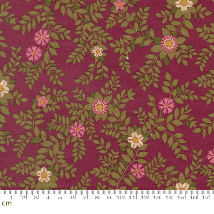 Rakuten - 【Moda-k モダ】Chelsea Garden-33853-16(3B-06) 花柄 リーフ柄 パープル系 グリーン系 シーチング 110cm幅 パッチワーク ハンドメイド【10cm単位販売】