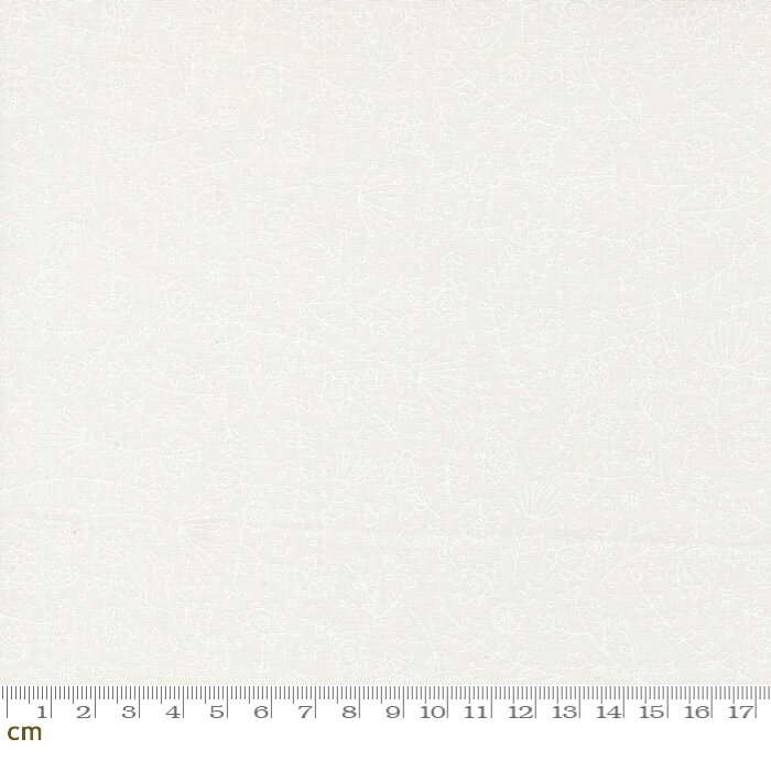 Rakuten - 【Moda-k モダ】 Independence Day-55722-31(3A-08) 花柄 リーフ柄 植物柄 ホワイト系 かわいい シーチング 110cm幅 パッチワーク ハンドメイド【10cm単位販売】