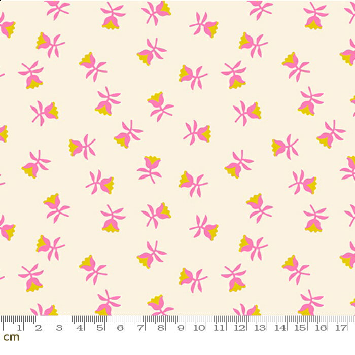 【Ruby Star】Mystic Fable-RS4151-13 花柄 小花柄 ポップ ホワイト系 蛍光ピンク かわいい シーチング 110cm幅 ルビースター パッチワーク ハンドメイド【10cm単位販売】 (3A-06-1)