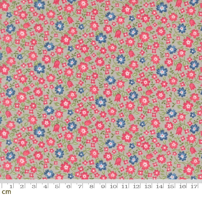 樂天商城 - 【Moda-k モダ】A Cat Named Stitch-55342-15(3A-05) 花柄 小花柄 グレー系 ピンク系 ブルー系 かわいい シーチング 110cm幅 パッチワーク ハンドメイド【10cm単位販売】