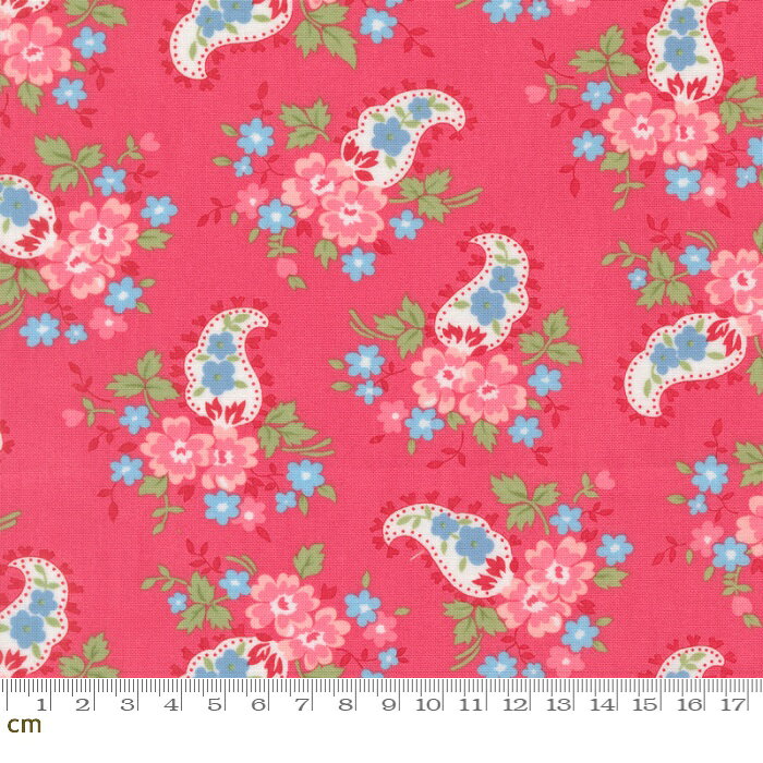 【Moda-k モダ】A Cat Named Stitch-55346-18(3A-05) 花柄 ペイズリー柄 ピンク系 華やか かわいい シーチング 110cm幅 パッチワーク ハンドメイド【10cm単位販売】