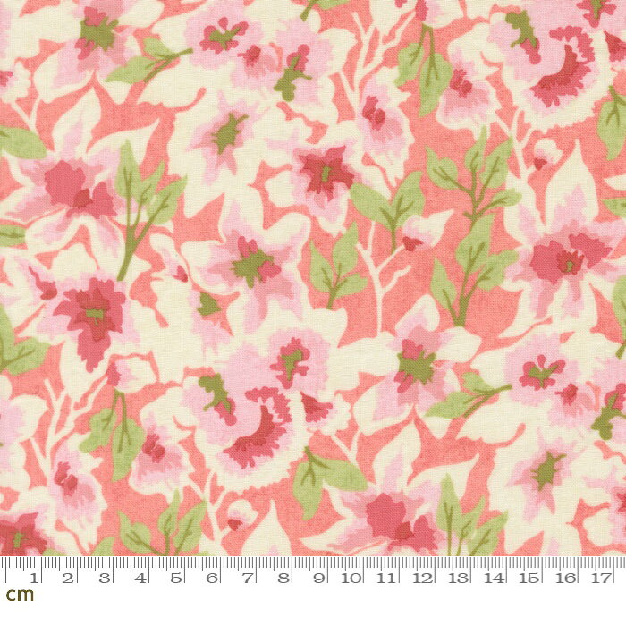 Rakuten - 【Moda モダ】Fieldrush-30781-13(3A-10) 花柄 大花柄 ピンク系 かわいい シーチング 110cm幅 パッチワーク ハンドメイド【10cm単位販売】