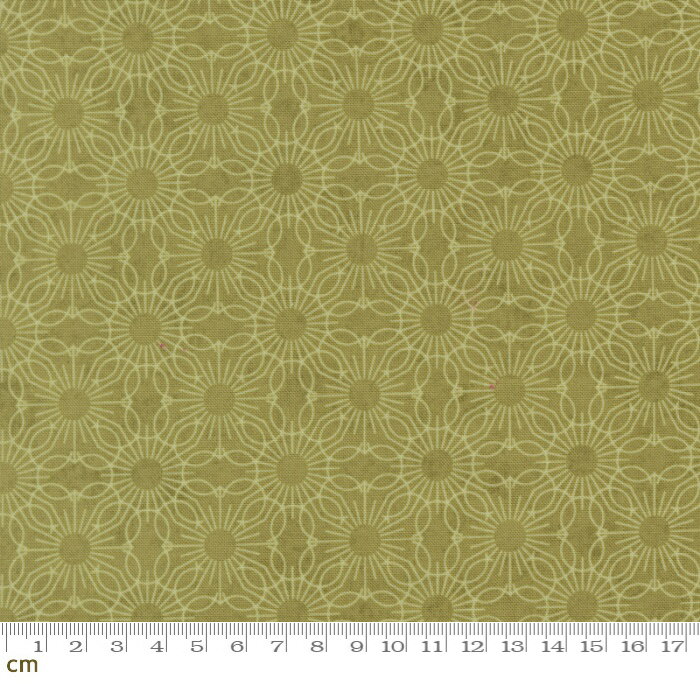 Rakuten - 【Moda モダ】Fieldrush-30784-13(3A-10) 花柄 幾何学柄 グリーン系 かわいい シーチング 110cm幅 パッチワーク ハンドメイド【10cm単位販売】