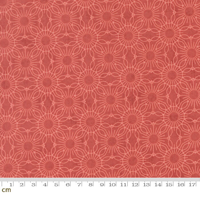 Rakuten - 【Moda モダ】Fieldrush-30784-16(3A-10) 花柄 幾何学柄 レッド系 かわいい シーチング 110cm幅 パッチワーク ハンドメイド【10cm単位販売】