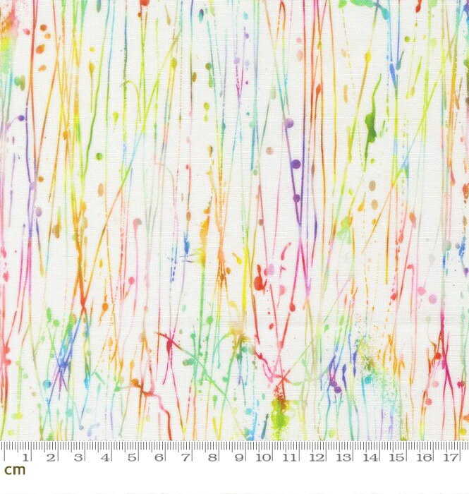 Gradients Gallery-33891-11(3A-07) スプラッター ライン ペイント インク ストライプ ホワイト 水彩 鮮やか カラフル シーチング 110cm幅 パッチワーク ハンドメイド