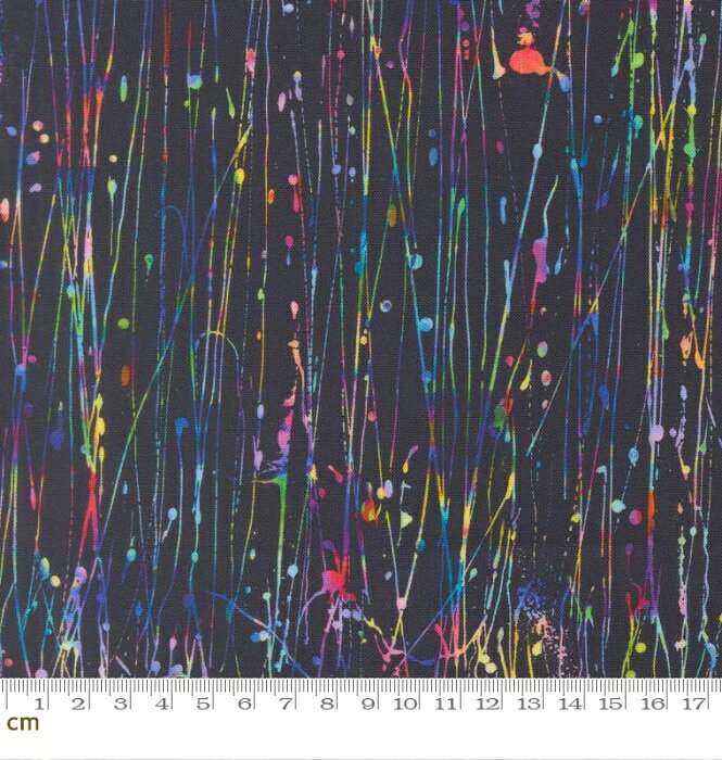 Gradients Gallery-33891-12(3A-07) スプラッター ライン ペイント インク ストライプ ブラック 水彩 鮮やか カラフル シーチング 110cm幅 パッチワーク ハンドメイド