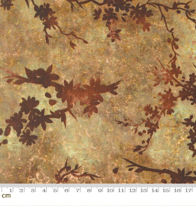ブランド moda fabric > デザイナー Debbie Maddy > シリーズ Tranquil Patina > 色ちがい > 【Tranquil Patina(トランクィル パティナ)】 静けさと移ろいの美を映した「Tranquil Patina（トランクィル パティナ）」。睡蓮や桜、竹、イチョウといった和の自然を、深く趣のある色合いとバティック調の陰影で描いたコレクションです。金彩のような輝きと複雑なむら感が作品に上質で落ち着いた表情を添えます。和小物やパッチワーク、インテリアづくりにもおすすめです。 --デザイナーからのメッセージ-- 品番：moda-48111-11 ★商用利用可★ 生産国：日本 素材：綿 100％ 生地種類：シーチング 生地巾：約110cm 生地の厚み： ・メジャーは目安ですので、ご参考程度にご利用ください。 ・お使いのモニターや端末によって実際のものと色が異なる場合がございます。 moda fabric モダ ファブリックは有名デザイナーたちによる洗練されたデザインと上質なUSAコットンが魅力の世界トップブランド。豊富なシリーズはテイストが統一されており、組み合わせるだけで簡単に素敵なパッチワークや小物作りを楽しめます。 ＼世界基準の安心を、あなたの作品に／ 国際安全認証「エコテックス®スタンダード100」取得した生地です。1,000を超える有害化学物質の検査をクリアした、人にも環境にもやさしいサステナブル品質。肌に触れる作品づくりにもおすすめ。