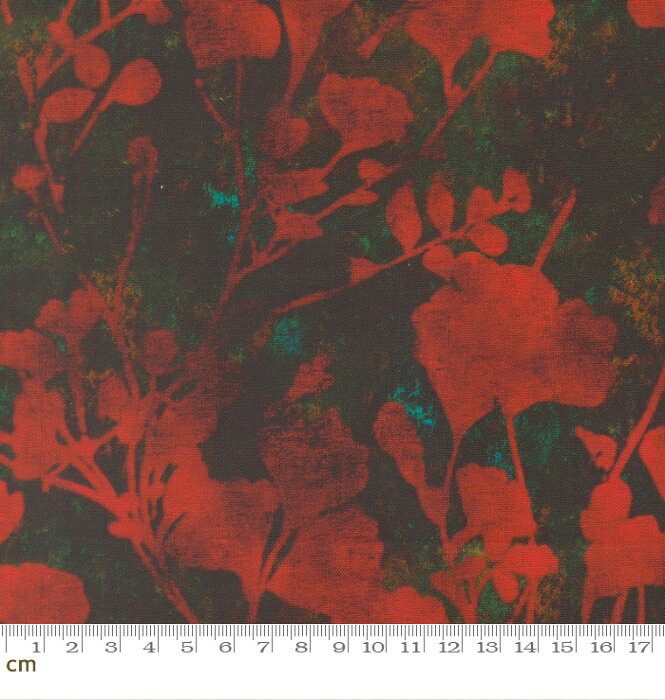 【Moda モダ】Tranquil Patina-48112-12(3A-07) イチョウ 落ち葉 紅葉 秋 グリーン レッド 和柄 上品 伝統柄 シーチング 110cm幅 パッチワーク ハンドメイド【10cm単位販売】