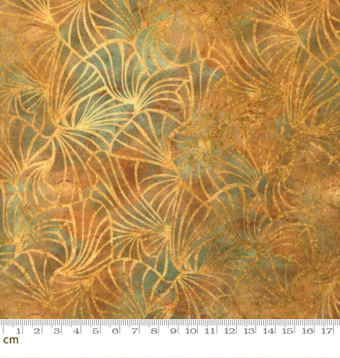 【Moda モダ】Tranquil Patina-48114-11(3A-07) 抽象 葉の重なり 花びら ニュアンス ゴールド 和柄 上品 伝統柄 シーチング 110cm幅 パッチワーク ハンドメイド【10cm単位販売】