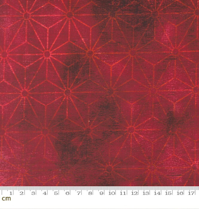 【Moda モダ】Tranquil Patina-48115-13(3A-07) 麻の葉模様 幾何学 星 モダン レッド 和柄 上品 伝統柄 シーチング 110cm幅 パッチワーク ハンドメイド【10cm単位販売】