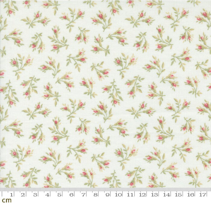 【Moda-k モダ】Muse-44396-11(3A-06) 小花柄 枝模様 ナチュラル ホワイト シーチング 110cm幅【10cm単位販売】