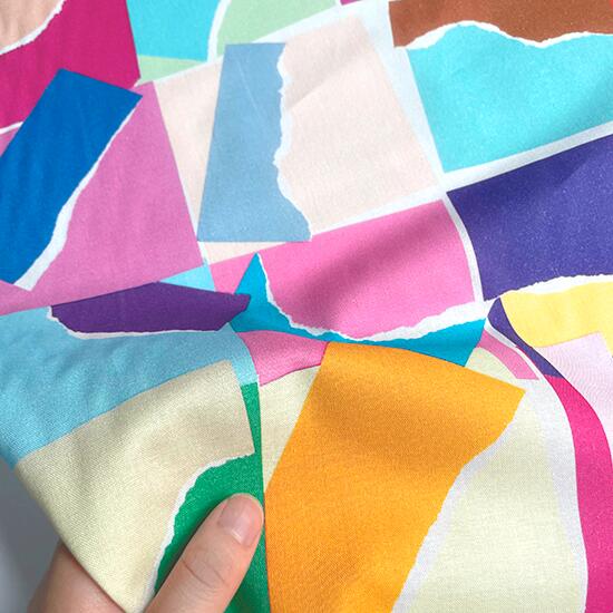 【nora. ノラ】21FA-ST1051(3D) 色紙柄 パープル系 スタイリッシュ コットン シーチング 110cm幅【10cm..