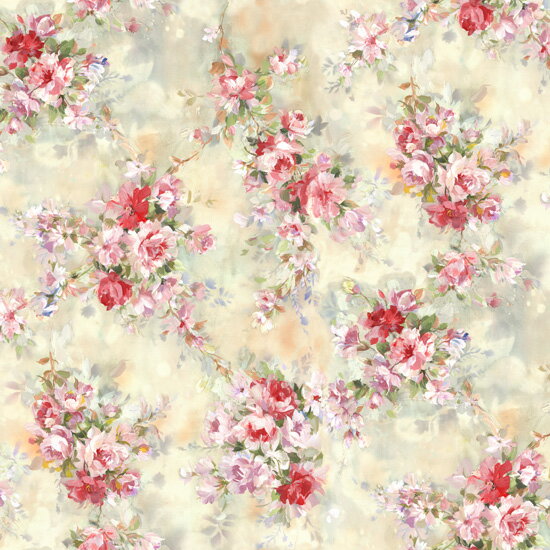 【nora. ノラ】22SP-FR1092-A(3D) 花柄 ブーケ柄 ベージュ コットン100% シーチング 110cm幅【10cm単位..