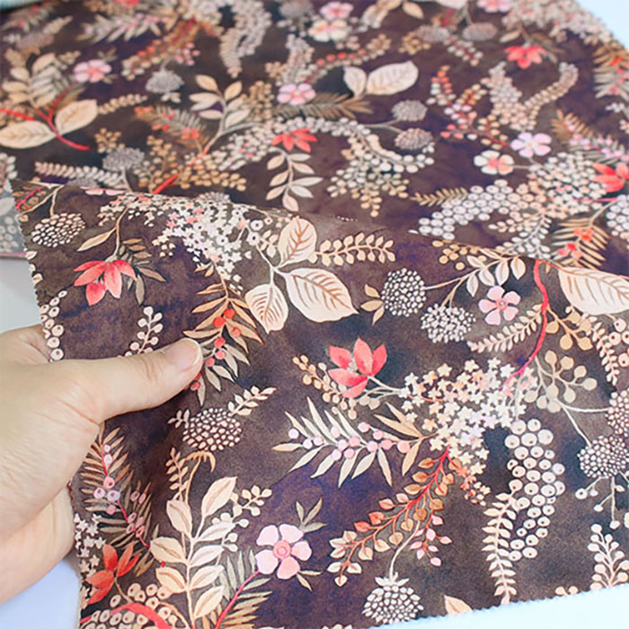 【nora. ノラ】24SU-FR1228-BR-C(ブロード)(3D) ブラウン 花柄 ボタニカル 南国 アロハシャツ 水彩風 デジタル コットン100% 【10cm単位販売】