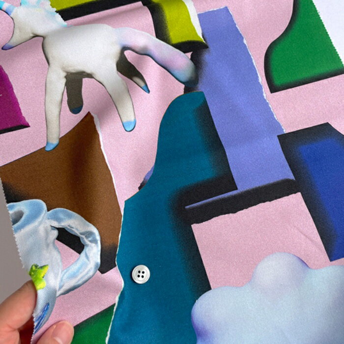 【nora. ノラ】24WI-ST1518-OX(3D) モチーフ柄 粘土細工 ユニコーン 雲 色紙 ユニーク コットン100% オ..