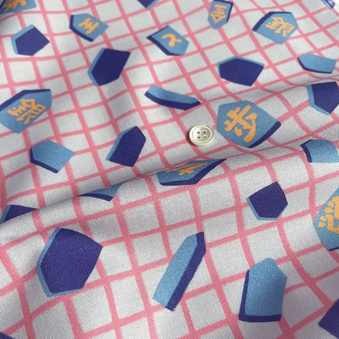 【nora. ノラ】25WI-KM1062(3D) モチーフ 将棋 駒 格子柄 和柄 ユニーク ホビー コットン100% シーチン..