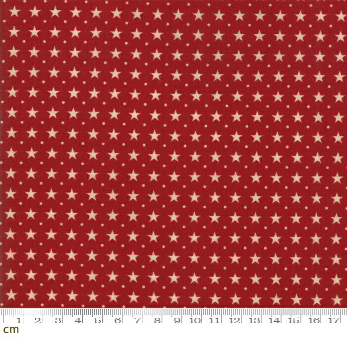 【Moda モダ】Star and Stripe Gatherings-1267-15(2D-05) 星柄 スター記号柄 ドット柄 レッド系 ベージュ系 コットン100% シーチング【10cm単位販売】