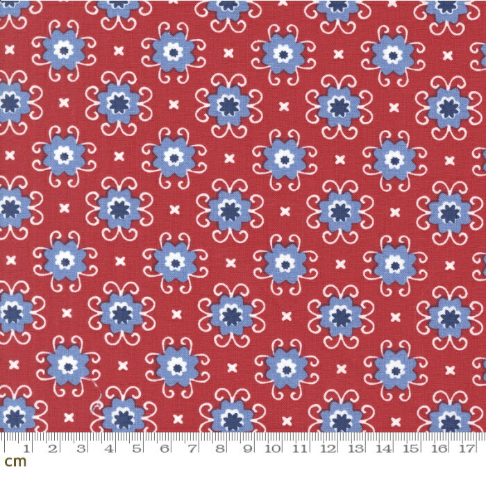 【Moda モダ】Star Spangled-24173-15(3A-01) 小花柄 レトロ アメリカンカントリー レッド ホワイト コットン100％ シーチング 110cm幅【10cm単位販売】