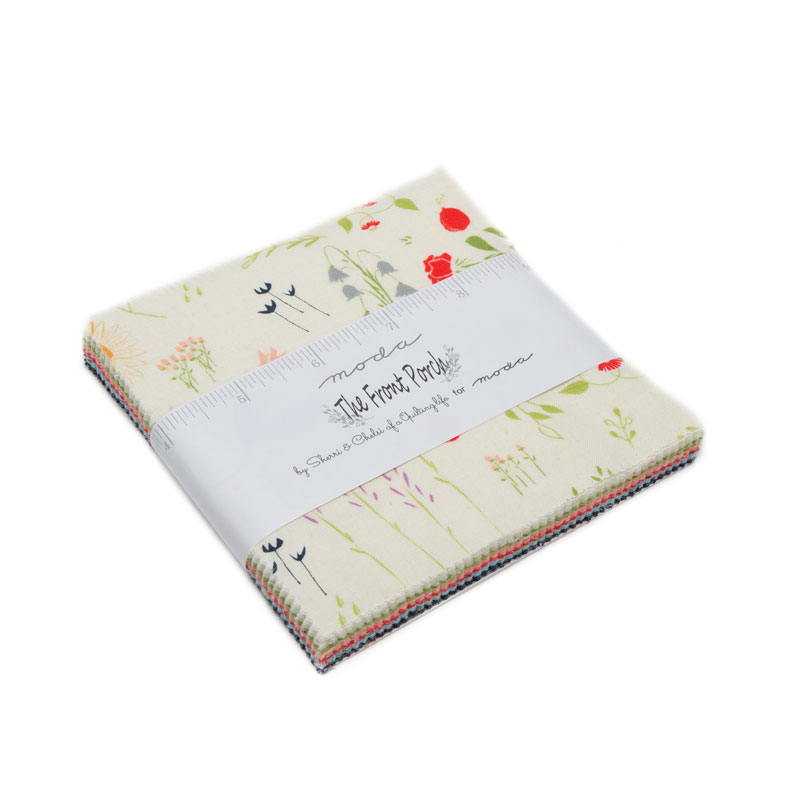 【Moda モダ】The Front Porch-37540PP(42枚) 約12.7cm×12.7cm カットクロスセット 小花柄 草花柄 つぼみ 幾何学柄 かわいい コットン100% シーチング カットクロス 生地セット