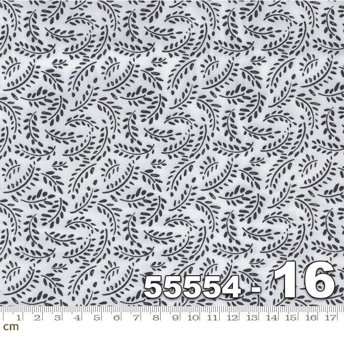 Rakuten - 【Moda モダ】Timber-55554-16(3B-07) ホワイト ブラック 植物柄 シック コットン100%シーチング【10cm単位販売】