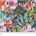 【Moda モダ】Wanderlust-39840-14(3A-01) 水彩風 植物柄 デジタルプリント ネイビー カラフル コットン100% シーチング 110cm幅【10cm単位販売】
