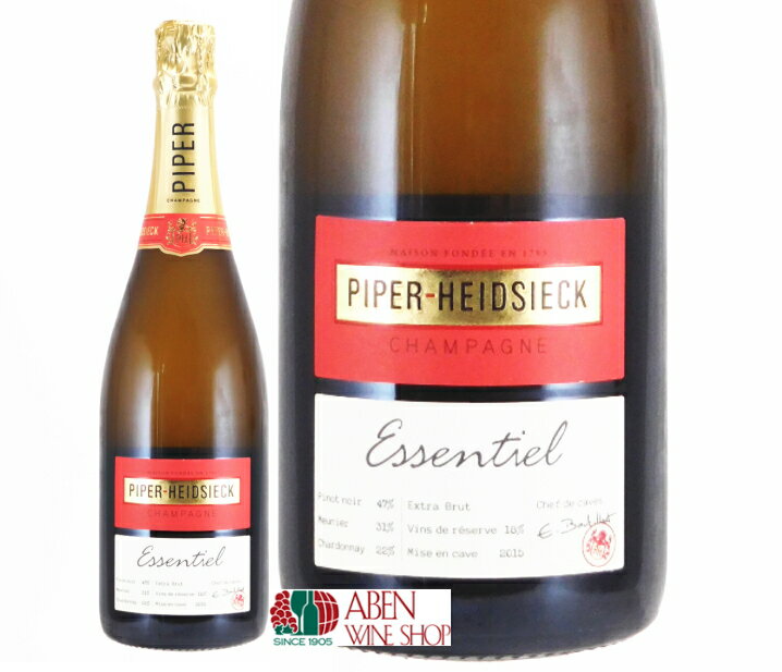 シャンパーニュ　パイパー・エドシック エッセンシエル　エクストラ　ブリュット Champagne PIPER-HEIDSIECK Essentiel Extra Brut 生産国 フランス 生産地方 シャンパーニュ/A.O.C. シャンパーニュ タイプ スパークリングワイン 容量 750ml アルコール度数 12％ 土壌・畑 白亜質土壌 収穫方法 手摘み 醸造 18度に温度管理されたステンレスタンクにて10日間発酵 ブドウ品種 ピノ・ノワール 47％　　シャルドネ　22％　ムニエ　31％ 商品情報 柑橘類やリンゴ、白い果実のいきいきとした香りとともに、長期熟成による、アーモンドやフルーツケーキのような、力強く、甘く優美な香りが楽しめるエクストラ・ブリュットのシャンパーニュです。表ラベルには、ブドウ品種、リザーヴワインの比率、セラーに入れた年が記載されています。 料理 ウニやオマール、エビ、牡蠣とよく合います。まぐろやサーモンの寿司。北京ダック。ロモ・イベリコ。酢豚。サレールやボーフォール、ゴルゴンゾーラ、シャウルスなどナチュラルチーズ全般。 受賞暦 インターナショナル・ワイン・チャレンジ2021トロフィー、 ムンドゥスヴィーニ2021金賞、 シャンパーニュ＆スパークリング・ワイン・ワールド・チャンピオンシップ2021金賞 評価情報 ワイン・アドヴォケイト90点（2021年）、 ワイン・スペクテイター92点（2021年）、 ジェームス・サックリング91点 テイスティングコメント 淡い黄金色の贅沢な泡が立ち昇り、美しい流れ星のようにはじけます。みずみずしく贅沢で、ユニークなミネラルの個性とともに微かなヨードの香り。軽やかで新鮮なテクスチャーは、ふんわりとした織物のモスリンを思わせます。柑橘類やリンゴ、白い果実のいきいきとした香りと共にアーモンドやフルーツケーキのような力強く、甘く優美な香りが広がり、ワインが長い間静かに熟成していたことを感じさせます。 ■ ご確認ください ■ 当該商品は自社販売と在庫を共有しているため、在庫更新のタイミングにより、在庫切れの場合やむをえずキャンセルさせていただく可能性があります。 様々な贈り物にご利用いただけます。 季節のご挨拶 お正月 御年賀 お年賀 御年始 母の日 父の日 初盆 御中元 お中元 残暑御見舞 残暑見舞い 敬老の日 寒中お見舞 クリスマス プレゼント お歳暮 御歳暮 春 夏 秋 冬 日常の贈り物 内祝い 御見舞 退院祝い 全快祝い 快気祝い 快気内祝い 引っ越し 志 進物 寸志 粗品 のし 熨斗 挨拶ギフト お返しギフト 新築祝い 引っ越し祝い 退職祝い ギフト お祝い 御祝い 金婚式御祝 銀婚式御祝 御結婚お祝い ご結婚御祝い 御結婚御祝 結婚祝い 結婚内祝い 結婚式 御新築祝 新築御祝 新築内祝い 祝御新築 祝御誕生日 バースデー バースディ バースディー 昇進祝い 昇格祝い 就任 御礼 お礼 謝礼 御返し お返し お祝い返し 御祝いシャンパーニュ　パイパー・エドシック 【 所在地 】 フランス／シャンパーニュ／ランス　【 創立 】1785年 王妃マリー・アントワネットに献上したシャンパーニュ アカデミー賞授賞式で唯一振舞われるシャンパーニュ ■宮廷を魅了したシャンパーニュ■ 　パイパー・エドシックはフローレンス＝ルイ・エドシックが1785年に創業した、歴史あるシャンパーニュ・メゾンのひとつです。フローレンス＝ルイは、「王妃にふさわしいシャンパーニュを（r?ussir une cuv?e digne d’unereine）」という強い思いを持っていました。この言葉どおりに洗練を極めたエドシックのシャンパーニュは宮廷で人気を博すようになり、当時のフランス王妃マリー・アントワネットへ献上されました。 ■シェフ・ド・カーヴ　エミリアン・ブティヤ■ 　2018年9月にパイパー・エドシックのシェフ・ド・カーヴに就任。2021年6月にイギリス・ロンドンで開催された「インターナショナル・ワイン・チャレンジ 2021」の特別授賞式では、「スパークリングワインメーカー・オブ・ザ・イヤー」を受賞しました。 ■レッドカーペットとパイパー・エドシック■ 　1990年代初期から2019年に至るまで（2020年は中止）、カンヌ国際映画祭の公式サプライヤーを務めていました。また第87回から93回（2015年〜21年）のアカデミー賞授賞式で振舞われる、唯一のシャンパーニュになっています。 　女優マリリン・モンローは、パイパー・エドシックのシャンパーニュを愛し、「寝る時に身に着けるのはシャネルの5番。毎朝欠かさないのはパイパー・エドシック。私の目覚めの一杯よ。」という言葉を残しています。 ■全豪オープンの公式シャンパーニュ■ 　パイパー・エドシックは、毎年1月後半に豪州メルボルンで開催されるテニス4大国際大会の一つである全豪オープンの公式シャンパーニュです（2019〜21年の3年間）。大会開催中は、「Piper-Heidsieck Champagne Bar」を期間限定オープンし、多くの方々にパイパー・エドシックが提供されました。