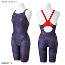 【ミズノ】競泳練習用ハーフスーツ 競泳水着/レディース水着/ワンピース水着/MIZUNO (N2MGC273) 96 ブラック×レッド