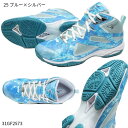 【ミズノ】WAVE DIVERSE LG 5 25th フィットネスシューズ/ユニセックス/MIZUNO (31GF2573) 25 ブルー×シルバー