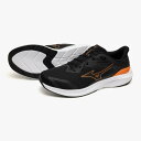 【ミズノ】エナジーランナーズ WIDE ランニングシューズ/MIZUNO(K1GA2412) 12 ブラック×オレンジ