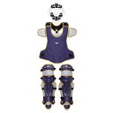 【ミズノ】ミズノプロ 軟式捕手防具3点セット 軟式防具/キャッチャー防具/マスク/プロテクター/レガース/MIZUNO(1DJPC020) 67 パープル×シル...