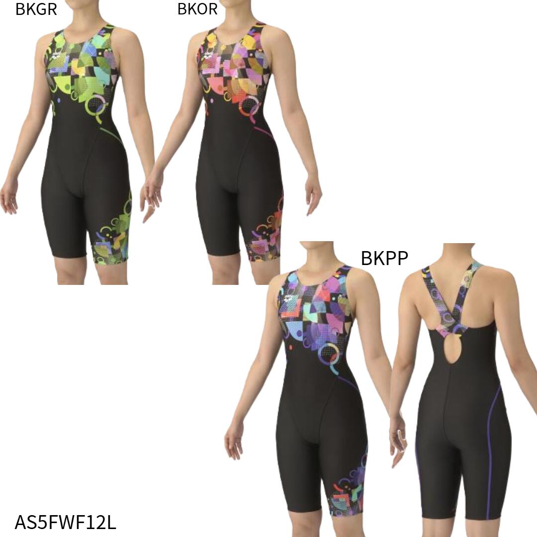 【アリーナ】フィットネスワンピーススパッツ　オープンバック　ハーフレッグ/レディース水着/フィットネス水着/arena (AS5FWF12L)