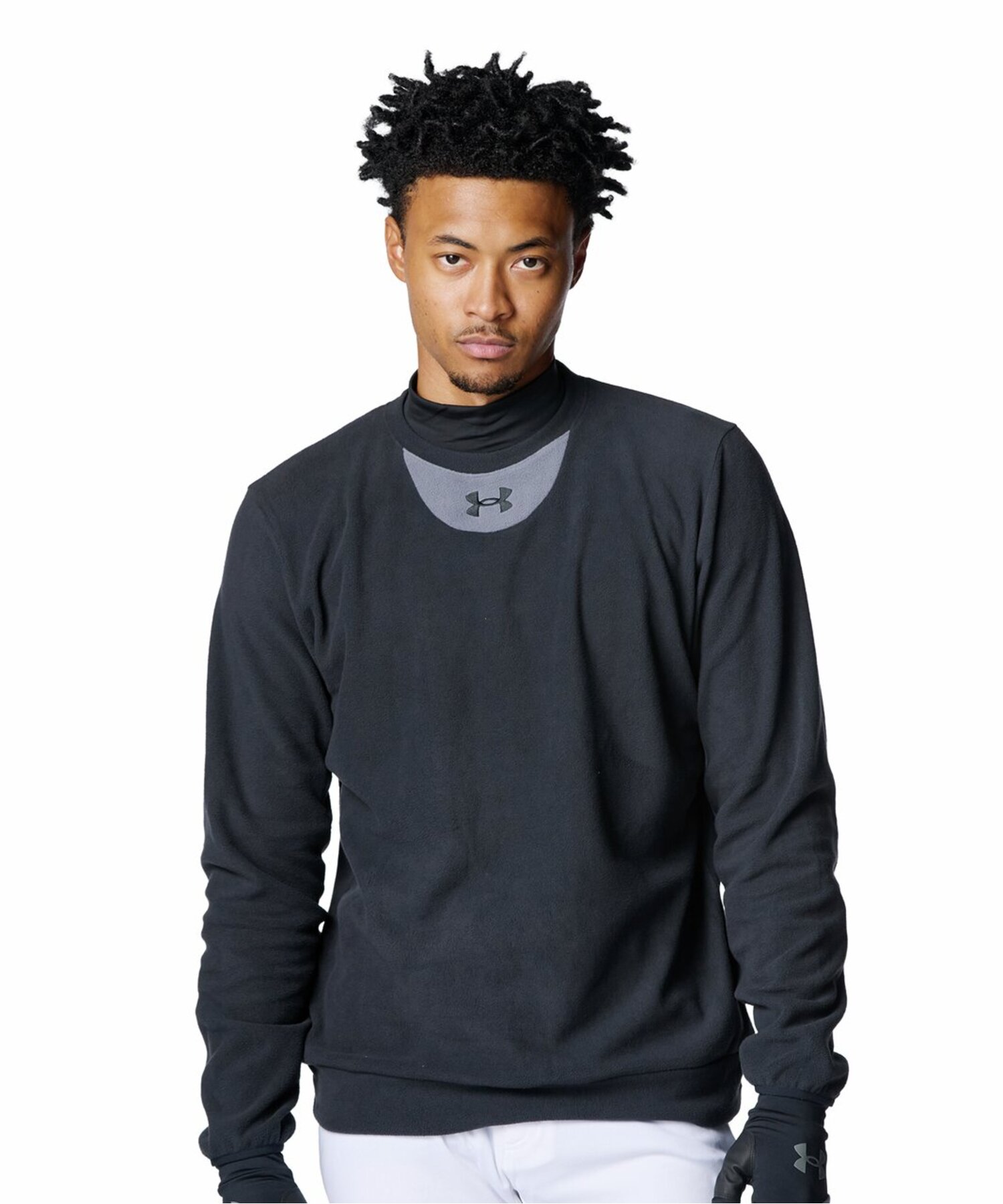 乐天商城 - 【アンダーアーマー】UAマイクロフリースクルー 野球ウェア/フリース/ベースボール/MEN/UNDERARMOUR(6007969) 001 Black