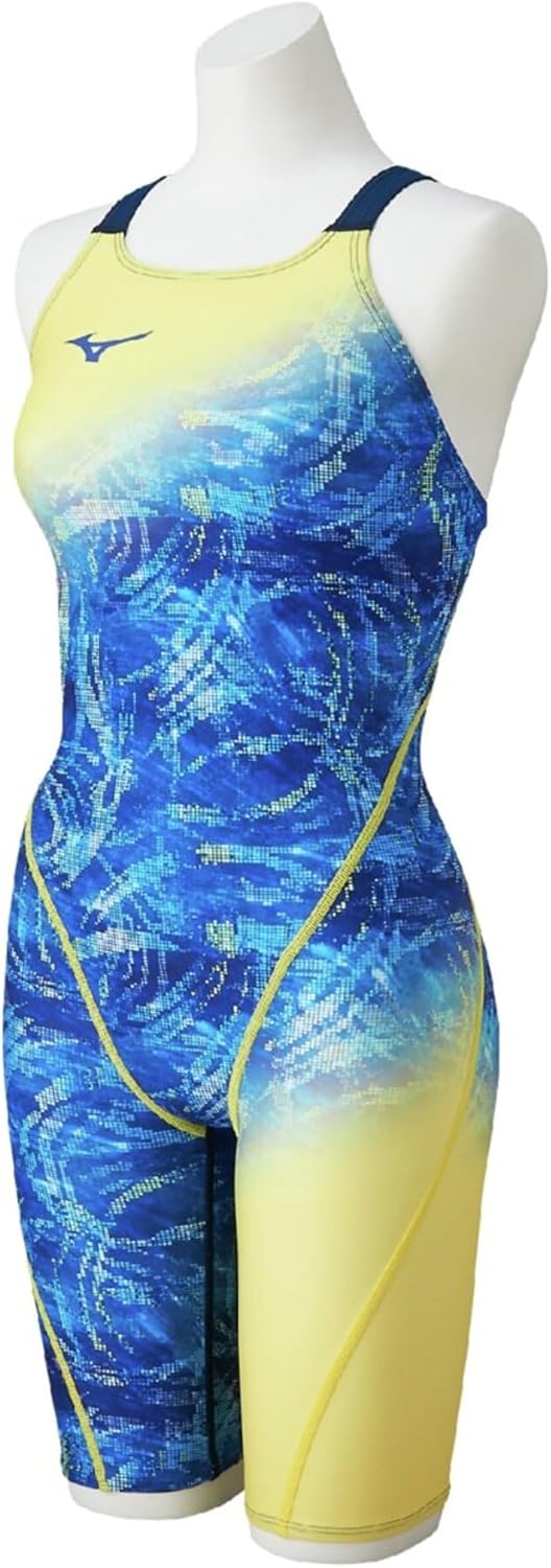 【ミズノ】競泳練習用ハーフスーツ レディース水着/競泳水着/レーシング水着/MIZUNO (N2MGD273)84 エステートブルー×ライトニングイエロー