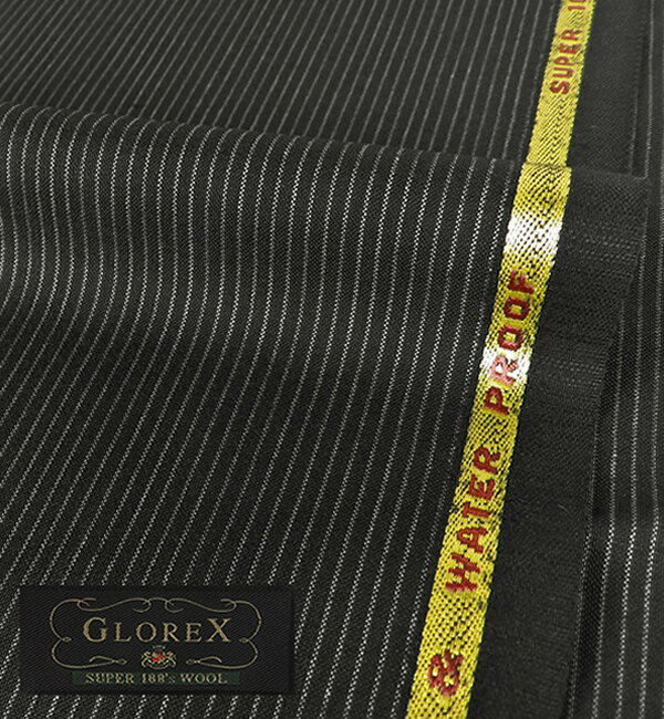 オーダーメイドスーツ [生地の銘柄] GLOREX グロレックス [色] チャコールグレー（黒に近い） [柄] ストライプ [品質] スーパー100's ウール100% , 撥水 , ナチュラルストレッチ [英ブランド][春夏向け][送料無料]02P31Aug14 fs04gm
