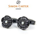 サイモン・カーター(カフス) 送料無料 SIMON CARTER Gunmetal and white mother of pearl カフスボタン ブランド サイモンカーター カフス カフリンクス ガンメタル　ホワイトマザーパールガンメタル　白　パール　真鍮　シルバー　白蝶貝　真珠