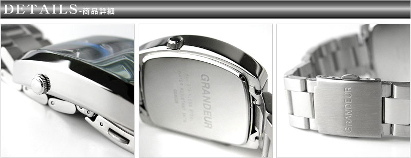 スポーツカーモデルツインムーブメントウォッチ(腕時計)オールステンレス/カレンダー付き[ブルー 青]