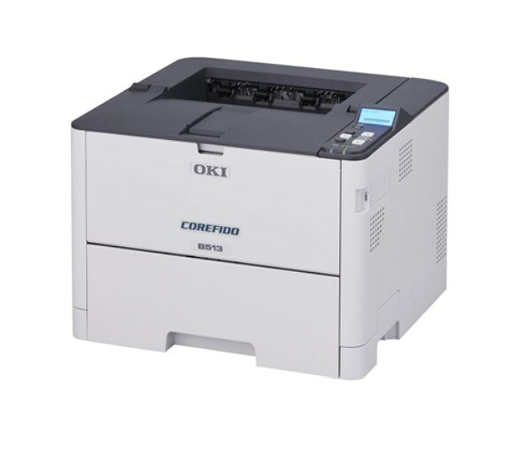 業務用に最適な高速・高耐久A4モノクロLEDプリンター「B513dn」。 最大毎分45枚の高速印刷と、最大60万ページの高耐久設計で、大量出力業務を強力にサポート。 7年間無償保証・メンテナンス付きで、長期運用も安心 ■装置寿命7年または60万ページの高耐久 ■7年間無償保証&メンテナンス品7年間無償提供 ■45枚／分の高速印刷（A4片面/コピーモード時）、ファーストプリント時間 約4.1秒 ※装置寿命はお客様の使用状況によって異なります。 ※7年の通紙性能を維持するため、保守員による指定部品の交換が必要な場合があります。 製品名B513dn 機能プリント 　最大印刷サイズA4 印刷速度（A4）最大45枚/分（A4片面印刷時） 両面印刷標準対応 給紙容量マルチパーパストレイ110枚、トレイ580枚 接続インターフェースUSB2.0タイプB、有線LAN、※無線LANはオプション 外形寸法（幅x奥行きx高さ）387×412×286mm 本体重量約15.5kg 装置寿命最大60万ページまたは7年 保証7年間無償保証（要登録、未登録の場合半年） 本体付属品ガイド一式、スタータートナーカートリッジ、イメージドラム、電源コード、ソフトウェアDVD-ROM