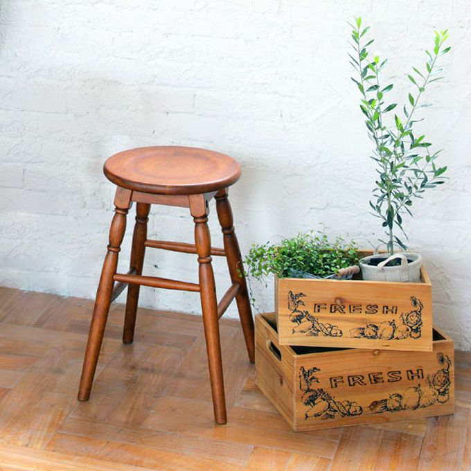 スツール ロースツール 腰掛 椅子 イス チェア 木製 天然木 アンティーク風 飾り台 ブラウン家具 カントリー クラシカル シンプル