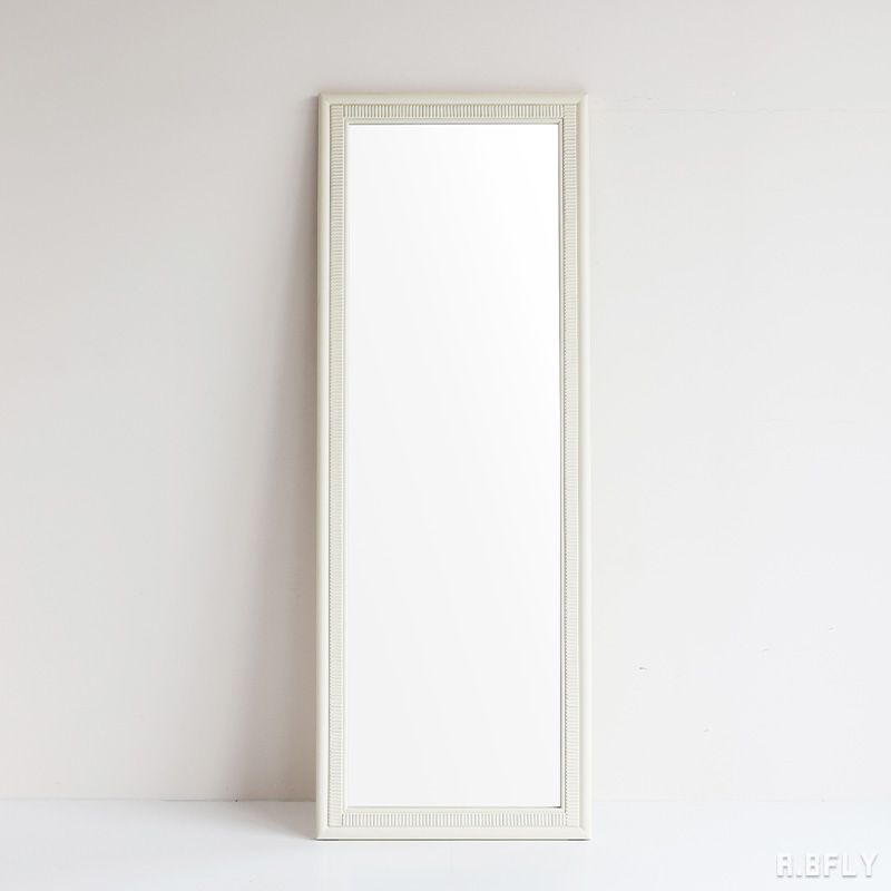 【SALE】ミラー 鏡 スタンドミラー 姿見 ビッグミラー 立て掛け ひとり暮らし 新生活 ホワイト 白家具 清潔感 ガーリー 姫系 シャビーテイスト アンティーク調 天然木 [3]