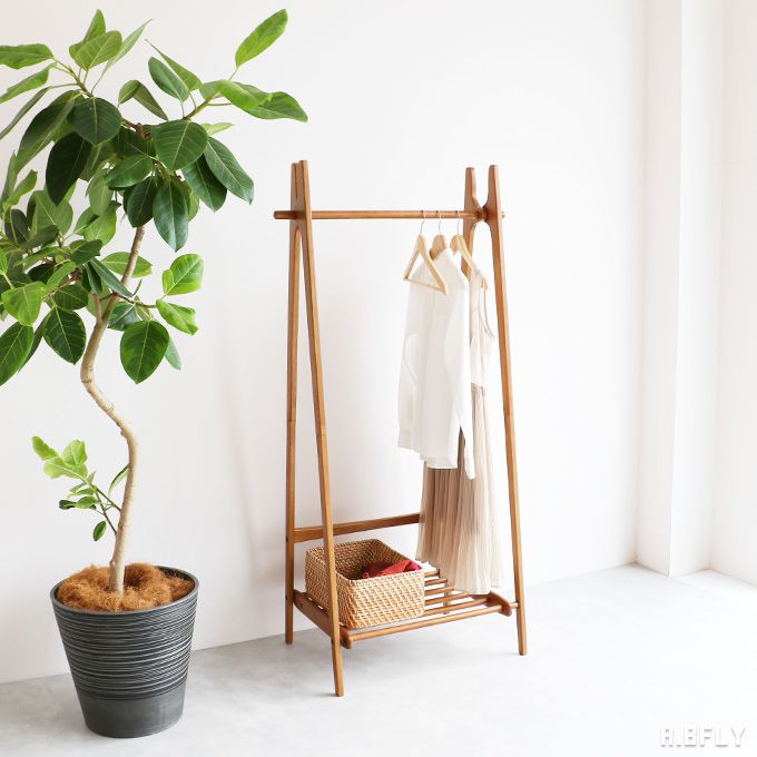樂天商城 - ハンガーラック 洋服掛け ハンガー 収納 衣類収納 5段階 高さ調節 シンプル コンパクト 棚付き 天然木 ナチュラル ブラウン レトロ ウッド 木製 新生活 コートハンガー リビング収納 玄関収納 ワンルーム お子様 キッズ 子ども部屋【S1】
